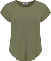 Dames shirt / dames top / korte mouw / khaki – kaki | maat S