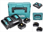 Kit Source Power Makita 18 V avec 2 batteries BL 1850 B 0 Ah (197280-8) + double chargeur DC 18 SH (199687-4) + Makpac