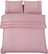 Luxe percaline katoen geweven dekbedovertrek Viviene roze - 240x200/220 (lits-jumeaux) - fijne kwaliteit - zacht en ademend - stijlvolle uitstraling - met handige drukknopen