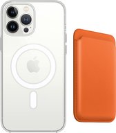 Apple Clear MagSafe Case met magnetic Wallet Card Holder voor iPhone 12 Pro Max - iPhone beschermhoes case inclusief Magsafe Leren kaart houder wallet - Compatibel met iPhone 12 Pro Max - Oranje