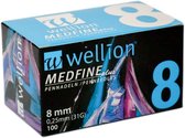 Wellion Medfine Plus pennaalden 8 mm (100 stuks)