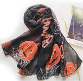 XL-180*60 Katoen-Linnen Halloween Pompoenprint Sjaal - Perfecte Toevoeging voor je Halloween Look