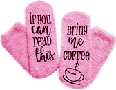 Malinsi Fluffy Koffie Sokken - Huissokken - Dames - One size - Anti slip - Cadeau voor haar - Grappig - Housewarming - Verjaardag