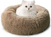 CALIYO Hondenmand Donut - Kattenmand 60 cm- Fluffy Hondenkussen - Geschikt voor honden/katten tot 40 cm - Kaki