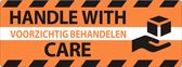 Waarschuwingsetiket - "Voorzichtig" - "Handle With Care" - 46mm x 125mm - 250 Stuks Per Rol - Oranje/Zwart