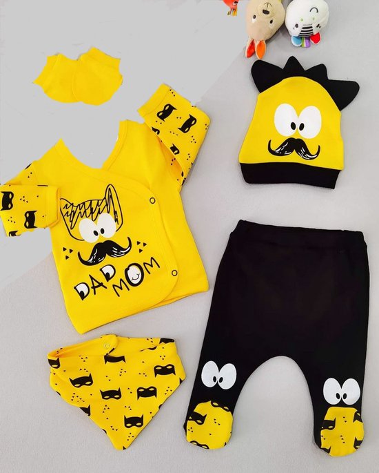 Babysetje 5-delig - Newborn kleding set/jongens - kraamcadeau- dad/mom