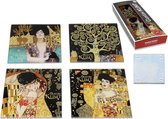 Glazen onderzetters, glasmatten, drinkmatten, hittebestendig, set van 4, bedrukt met Gustav Klimt, The Kiss, Adele Bloch Bauer, Judith, The Tree of Life