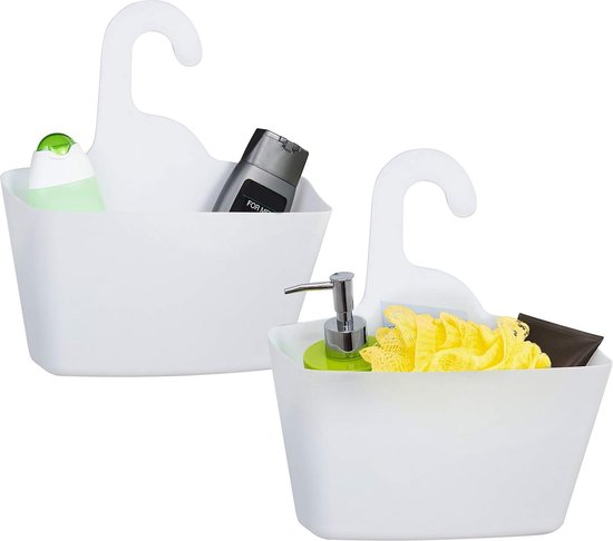 Kleine kunststof hangmand met haken, ruimtebesparende stapelbare kleine hangmand, ophangen met haken, afvoergat, plantenbak, om op te hangen, voor badkamer, keuken, slaapzaal (grijs, groot