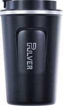 Pulver Koffiebeker to go - Thermosbeker - Lekvrij, RVS & Dubbelwandig Koffie Beker / mok - 380ml - travel mug - Zwart