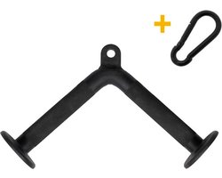 MIRO® Tricep Bar - Pushdown - Fitness - Krachtstation - Staal - + Karabijnhaak - Zwart
