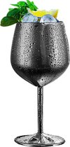 Wijnglas 350ml roestvrij staal rode wijnglazen, onbreekbare wijnglazen, champagne- en cocktailglazen, geschikt voor feestjes en outdoor-evenementen (zwart)