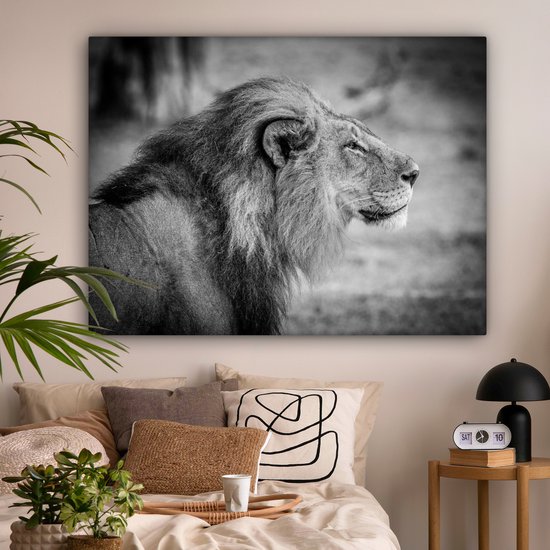 Toile de lion mâle 2cm 160x120 cm - Tirage photo sur toile (Décoration murale salon / chambre) / Animaux sauvages Peintures sur toile XXL / Groot format!