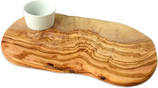 Planche de service en bois d'olivier avec bol 40-45 cm