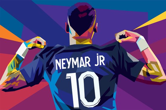 Neymar Poster | Poster Neymar Jr. | Neymar da Silva Santos Júnior Poster | Voetbalposter | PSG | Paris Saint Germain | Pop Poster | Wanddecoratie | Muurposter | 71x51cm | Geschikt om in te lijsten