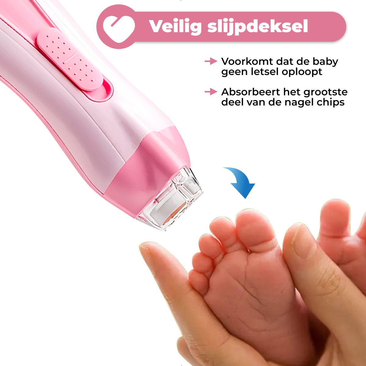 Luxegoed - Nagelvijl set - Nagel vijl set - Electrische Baby Nagel Vijl - Veilig nagels verzorgen met LED licht for baby, peuter, kinderen en volwassenen - met 6 verschillende vijlen en verstelbare snelheden — cadeau in Verzorging - foto 2