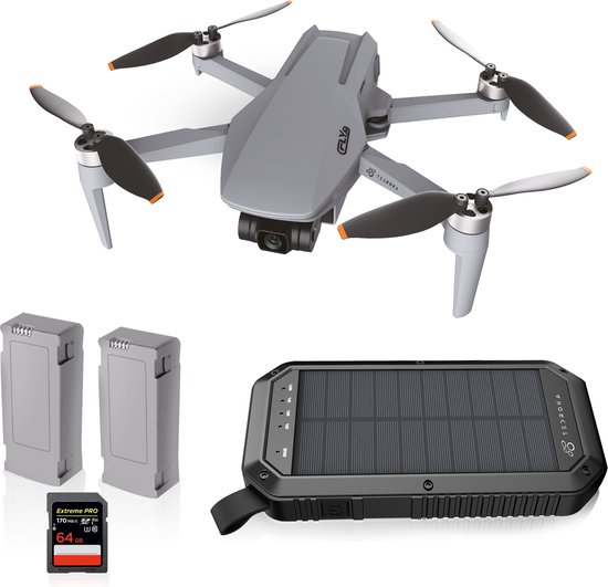 Tedroka C-Fly Drone - GPS 4K-camera - Vliegtijd 52 minuten - 4K UHD-video - inclusief 2 batterijen, powerbank, draagbare tas en SD kaart
