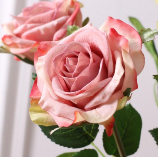 Real Touch Roses - Pink - Roze - Kunstbloemen - Kunst Rozen - Kunst Boeket - Roos - 46 CM - Zijden Bloemen - Latex Bloem - Bruiloft - Wedding
