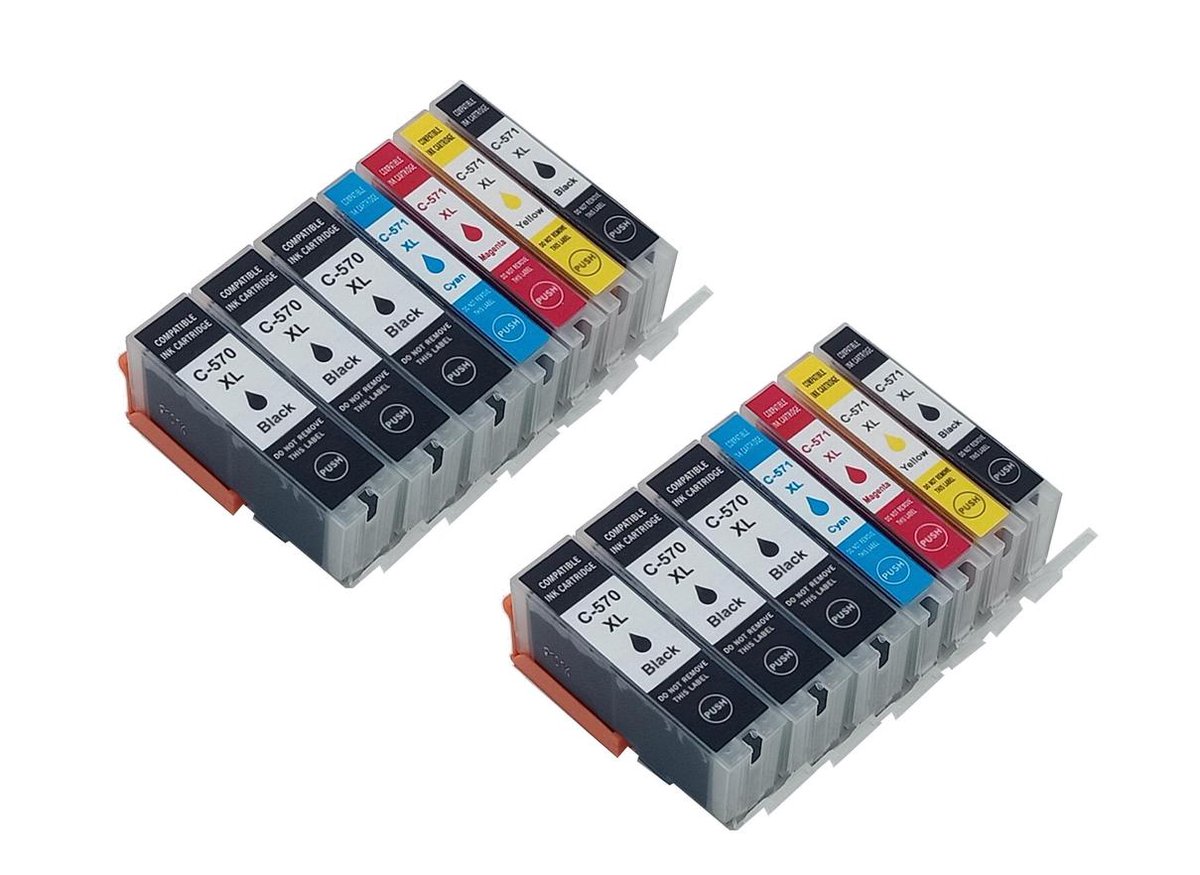 KATRIZ® huismerk inkt Canon PGI570XL / CLI571XL (14stuks) - Met chip | voor Canon Pixma MG 5700 series/6800series/7700 series/TS5050 series/TS6050 series/TS8050 series/TS9050series