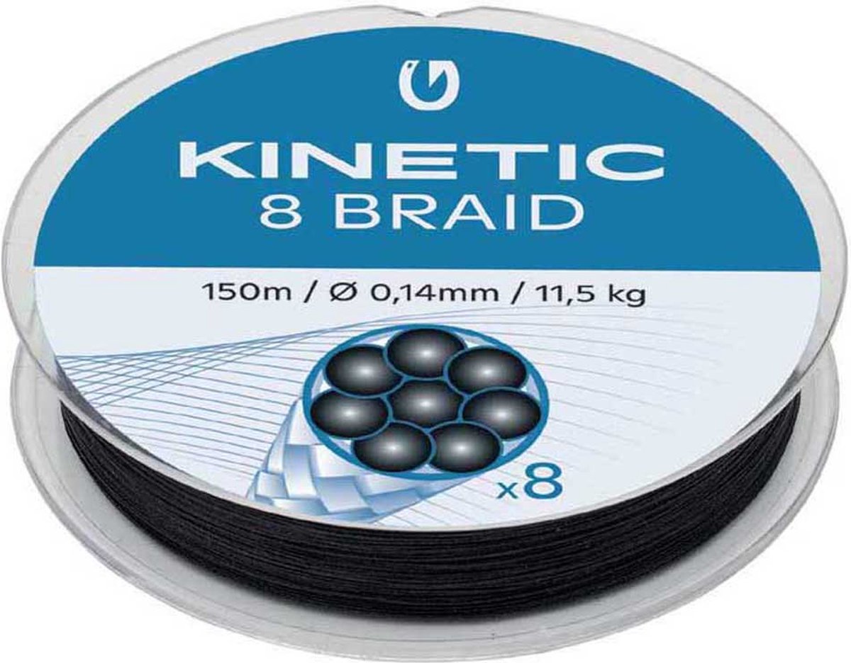 Kinetic 8-Braid 300 M zwart gevlochten lijn | 0.12mm