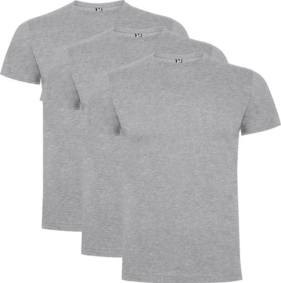 3 Pack Roly Atomic Basic T-Shirt 100% biologisch katoen Ronde hals Grijs Maat 4XL