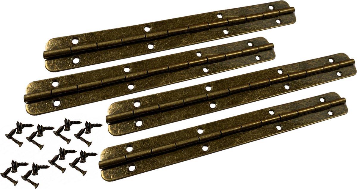 Set van 4 pianoscharnieren (brons, 175x17x1,2 mm, inclusief schroeven)