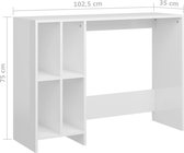 vidaXL - Bureau - 102,5x35x75 - cm - bewerkt - hout - hoogglans - wit