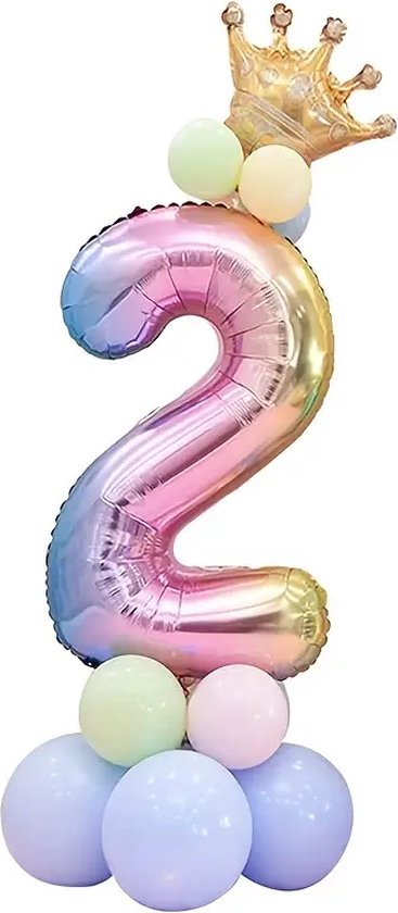 Forfait Ballons 101 cm avec numéro 2 - Forfait Groot fête anniversaire 2 ans  