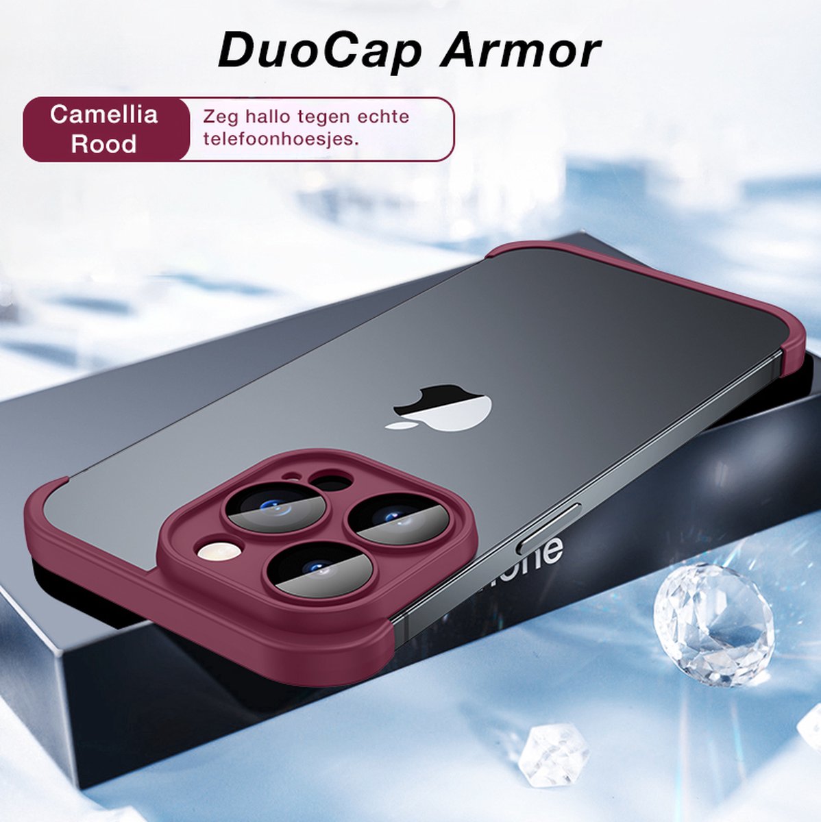 iPhone 14 Luxe Hoek Rand Beschermhoes van DuoCap Armor - Telefoonhoesje - Hoek Rand Bescherming - Siliconen Schokbestendige