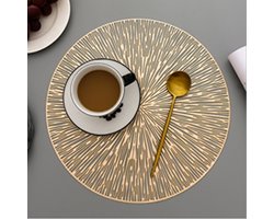 Gouden- Placemats - Rond - 38 cm - 4 stuks - Onderlegger - Hitte bestendig - Goud - Luxe uitstraling - Open gewerkt