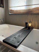 Planche de bain en bois - Steigerhout Zwart - Support de bain pour baignoire - Accessoire de salle de bain - Support de bain - Sans évidement - industrialwood.nl - 90cm