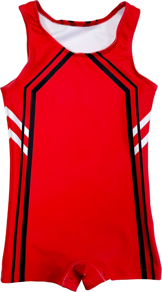 Sparkle&Dream Turnpakje Heren/Jongens Sem Rood - Maat AXL S/M - Gympakje voor Turnen, Acro, Trampoline en Gymnastiek