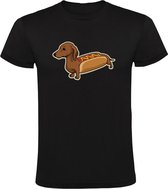 Hotdog Heren T-shirt - eten - sandwich - hond - teckel - dog - dieren - huisdier - feest - verjaardag - humor - grappig