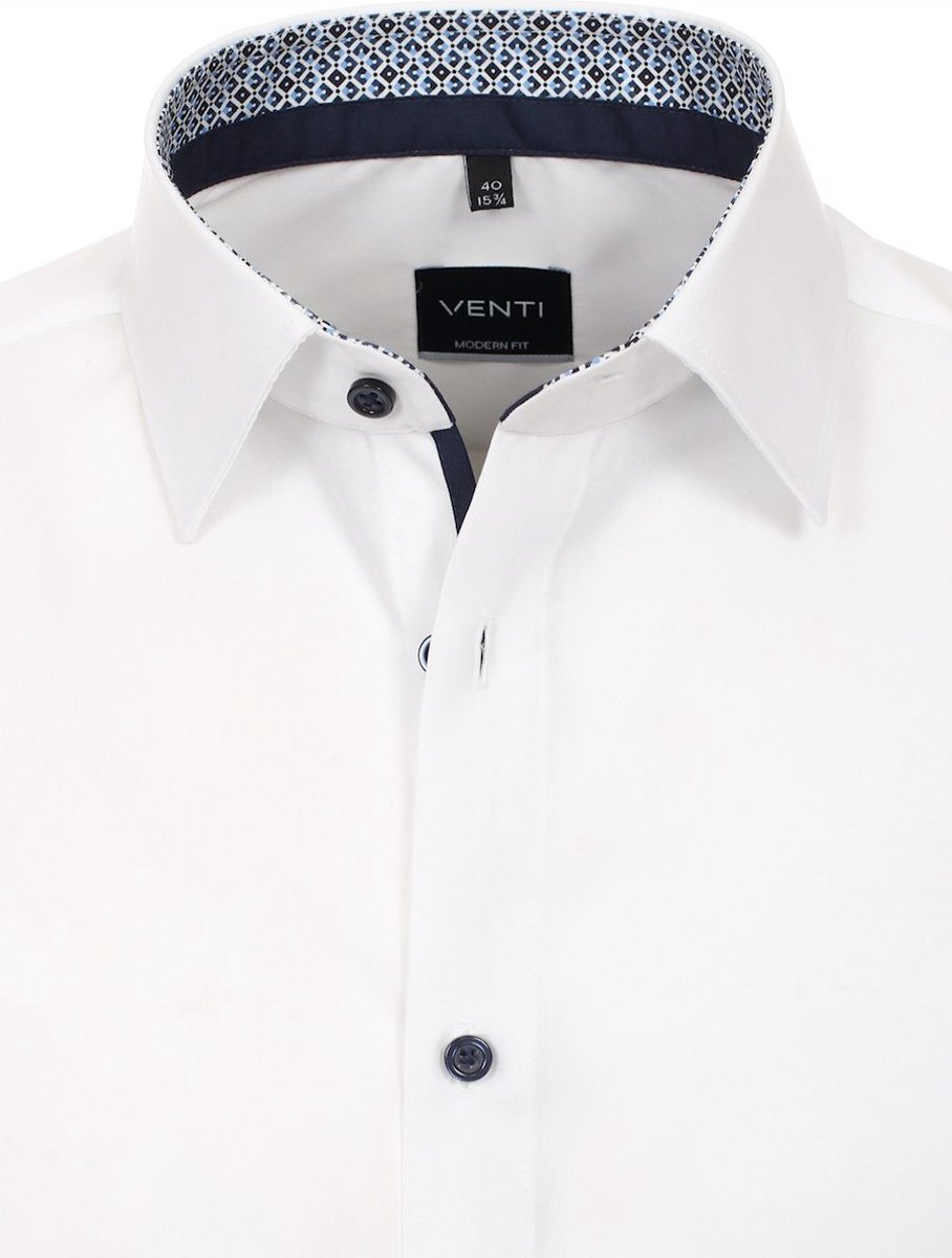Wit Overhemd Heren Strijkvrij Modern Fit Venti 123942200-000 - M