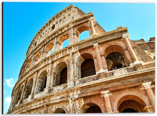 Dibond - Onderaanzicht van Colesseum in Rome, Italië - 40x30 cm Foto op Aluminium (Wanddecoratie van metaal)