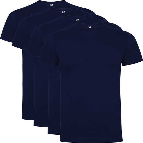 Lot de 4 T-Shirts Roly Atomic Basic 100% Coton Bio Col Rond Blauw Marine Taille L
