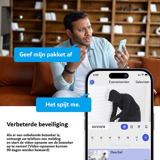 Deurbel met camera - 1080P HD beeldkwaliteit - Wifi - Draadloos Deurbel - Cloud-opslag - 1080p — afbeelding 3