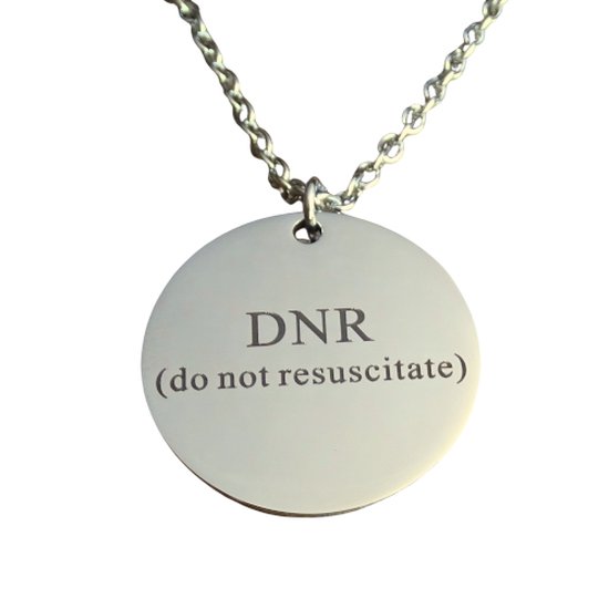 2 Love it DNR | do not resuscitate (niet reanimeren) - Ketting - RVS/Stainless steel - 50 cm + 5 cm verlenging - Zilverkleurig