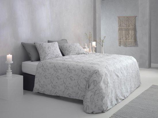 Zohome Dekbedovertrek Fiori-di-Satinado - Abstract Bedlinnen - 140x220 - Grijs - Dekbedhoes van 100% Katoen-Satijn van Merkloos — afbeelding 5