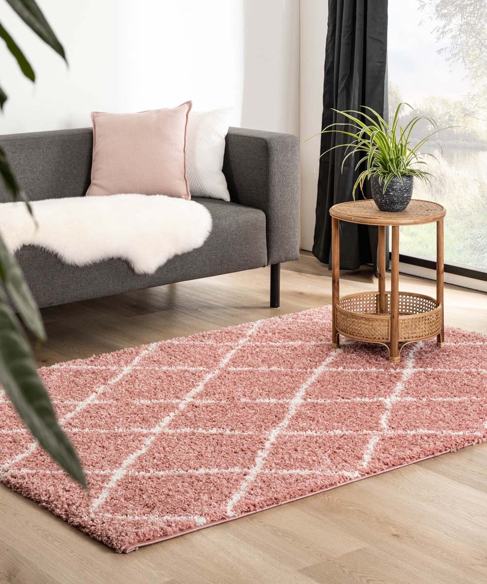 Berber vloerkleed - Habitat roze/wit 120x170