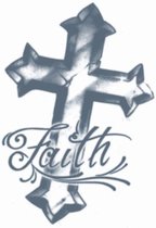 Partychimp Faux Tatouage Faith Cross 10 Cm Polyester Zwart
