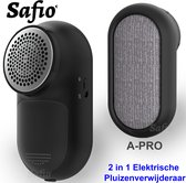 Safio A-PRO Éliminateur de peluches électrique 2 en 1 - Rechargeable par USB - Épilateur à vêtements avec brosse à peluches antistatique - Épilateur - Brosse à vêtements - Coupe-peluches - Y compris jeu de lames 3X