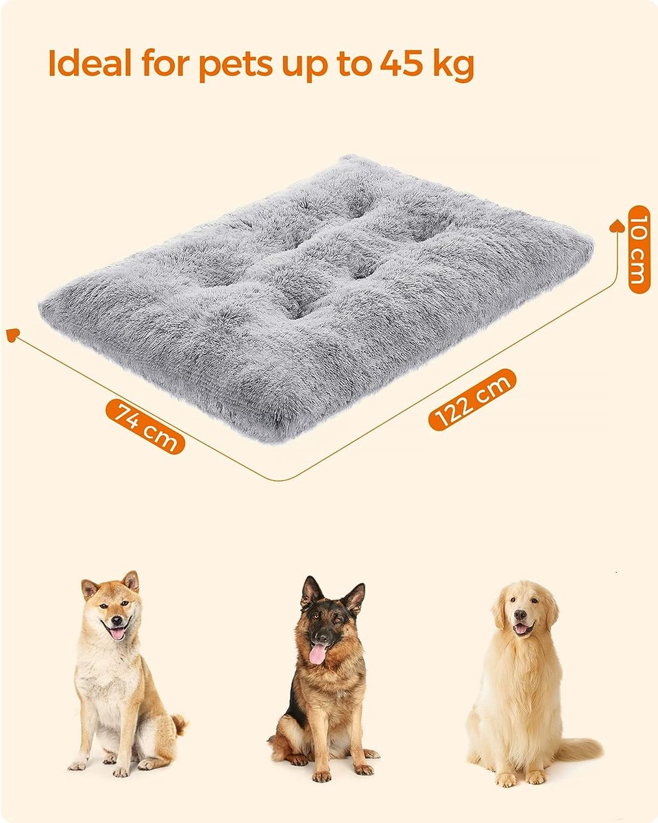 IEUUMLER Hondenbed, hondenkratkussen, omkeerbaar wasbaar kussen voor twee doeleinden, zachte pluche puppymat, traagschuimmatras voor kleine, middelgrote en grote honden en katten FC020