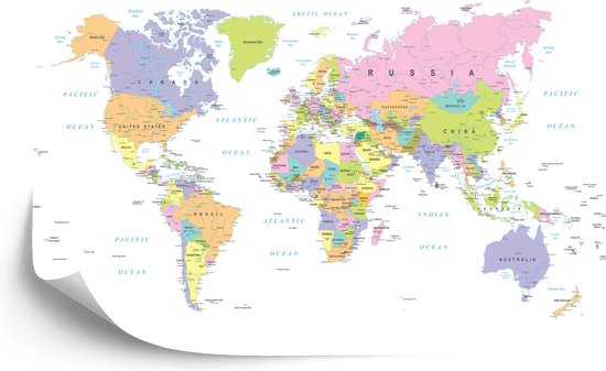 Fotobehang Wereldkaart - Vliesbehang - 368 x 280 cm