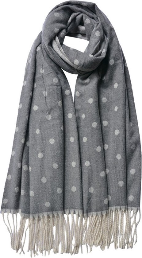 Écharpe d'hiver pour femme 68x180 cm Écharpe à pois Grijs