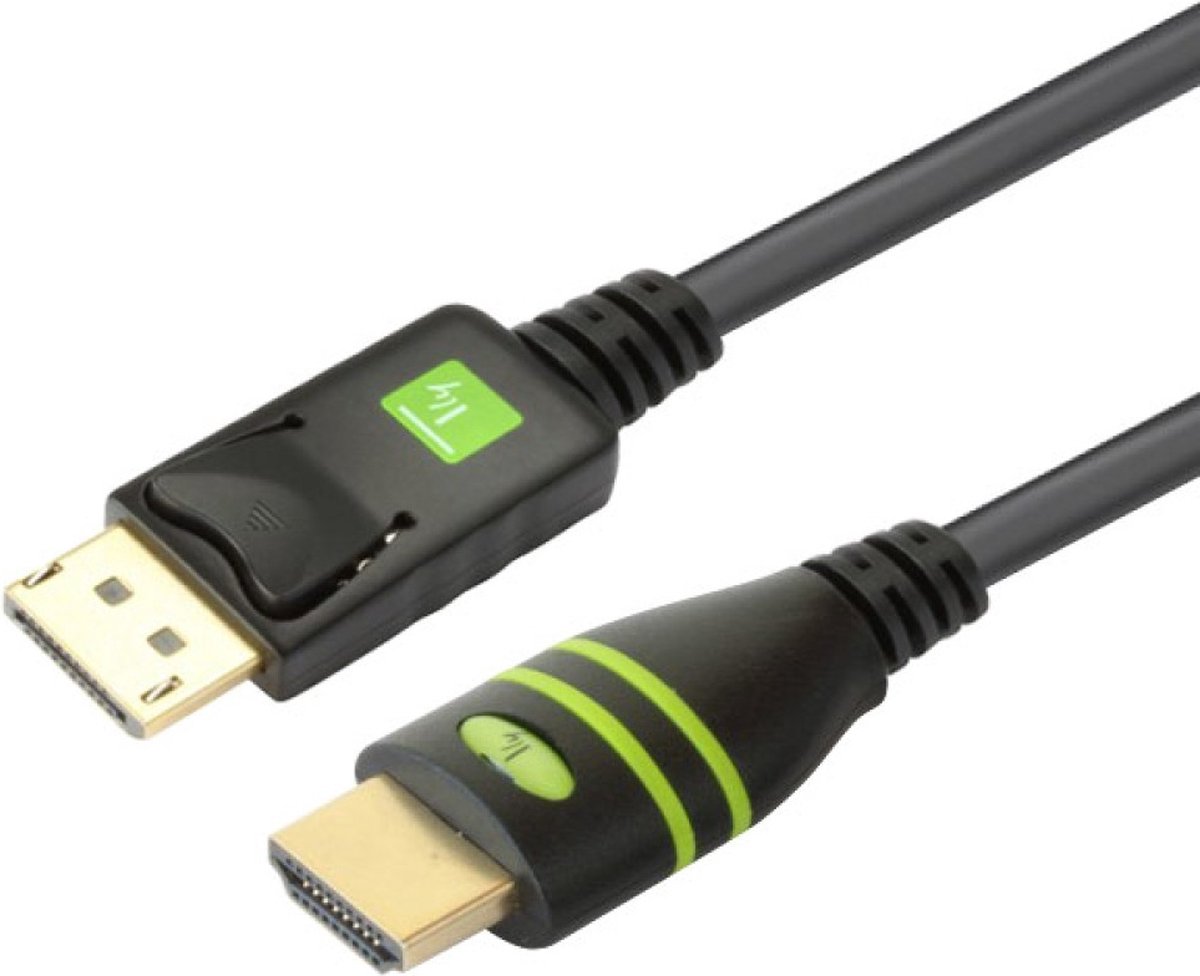 TECHly DisplayPort / HDMI Aansluitkabel 3.00 m ICOC-DSP-H-030 Zwart [1x DisplayPort stekker - 1x HDMI-stekker]