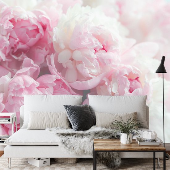 Papier peint photo X 280cm - Papier Peint - Blooming Peonies, Pink, beautiful on the wall, à vendre en 11 tailles, y compris la colle à papier peint