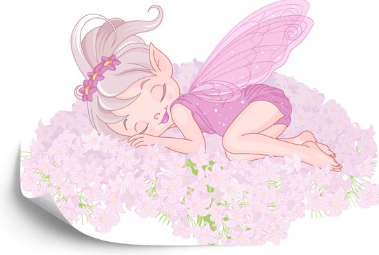 Papier peint photo Fée endormie sur des Fleurs - Papier peint non tissé - 312 x 219 cm