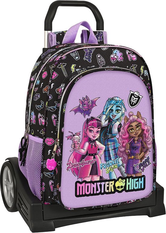 Monster High Sac à dos scolaire à Roues Monster High Creep Zwart 33 x 42 x 14 Cm