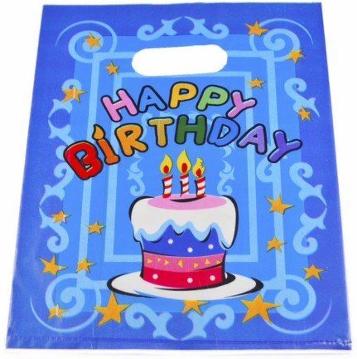 50 stuks traktatie zakjes - uitdeelzakjes Happy Birthday blauw 17,5 x 22 cm