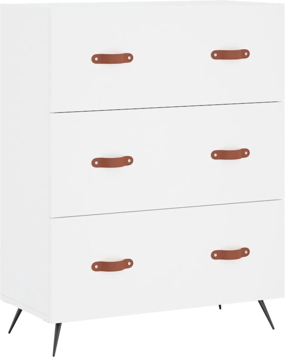 Bol.com vidaXL - Ladekast - 69,5x34x90 - cm - bewerkt - hout - wit aanbieding
